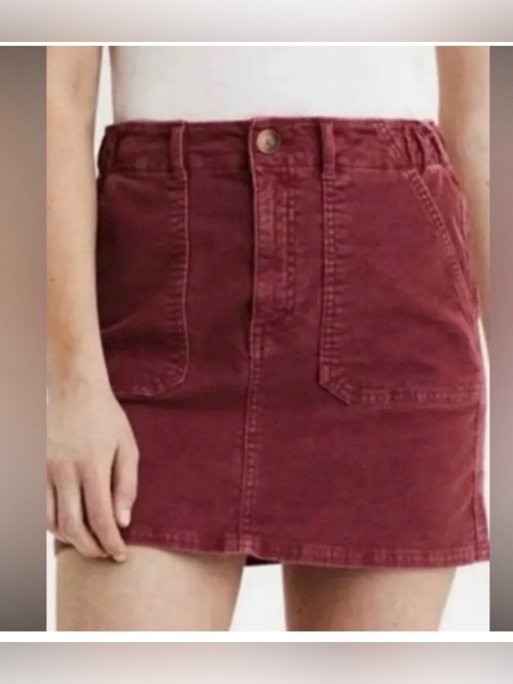 American Eagle Super Stretch Corduroy Elastic Waist Mini Skirt size 6